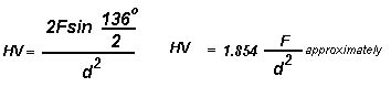 vickers hardness test formula